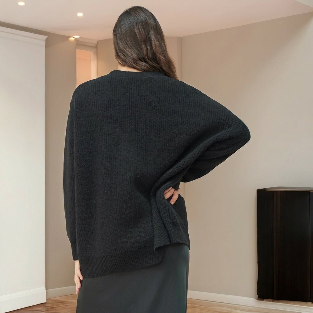 Women's Oversized Cardigan – Ribbed Knit with V-Neck and Button Closure for Cozy Layering - We are MFEO