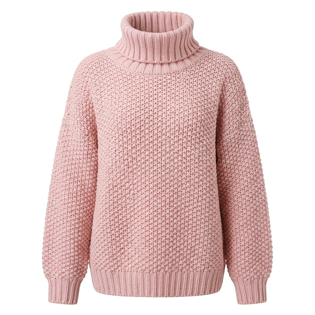 Women's Oversized Chunky Knit Jumper – Turtleneck Sweater for Winter Warmth - We are MFEO