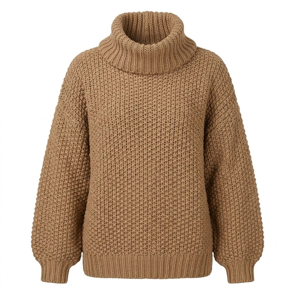 Women's Oversized Chunky Knit Jumper – Turtleneck Sweater for Winter Warmth - We are MFEO