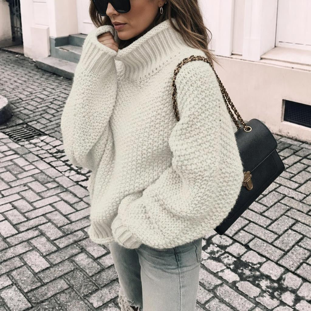 Women's Oversized Chunky Knit Jumper – Turtleneck Sweater for Winter Warmth - We are MFEO