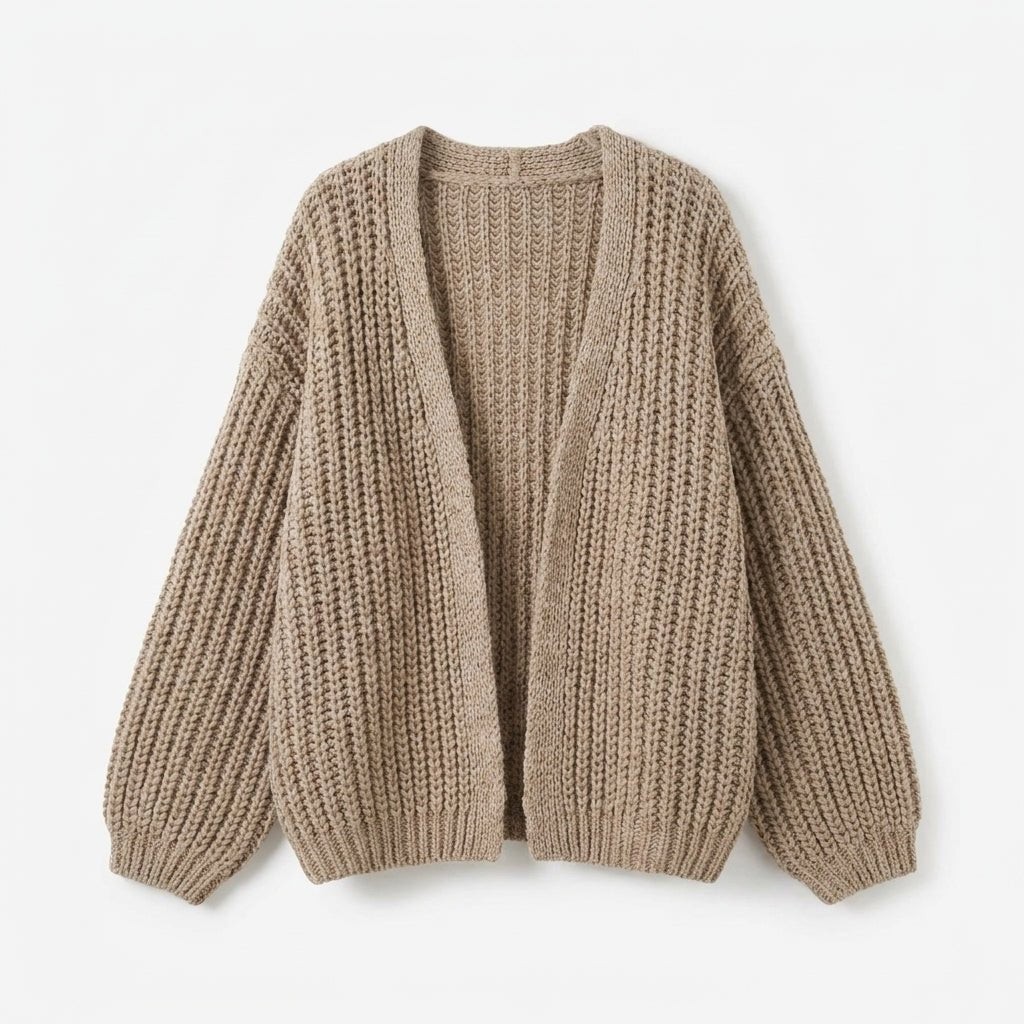 Women's Oversized Cropped Cardigan – Chunky Knit