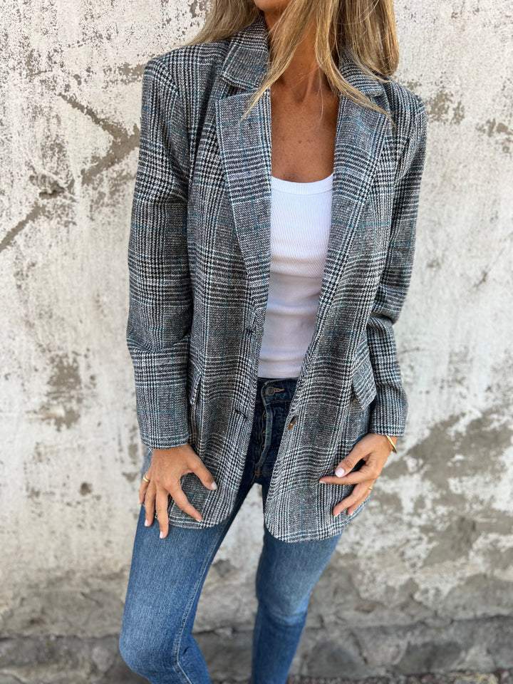 Women's Oversized Houndstooth Blazer – Notched Lapel - We are MFEO