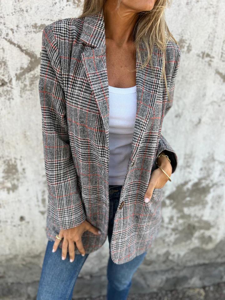 Women's Oversized Houndstooth Blazer – Notched Lapel - We are MFEO