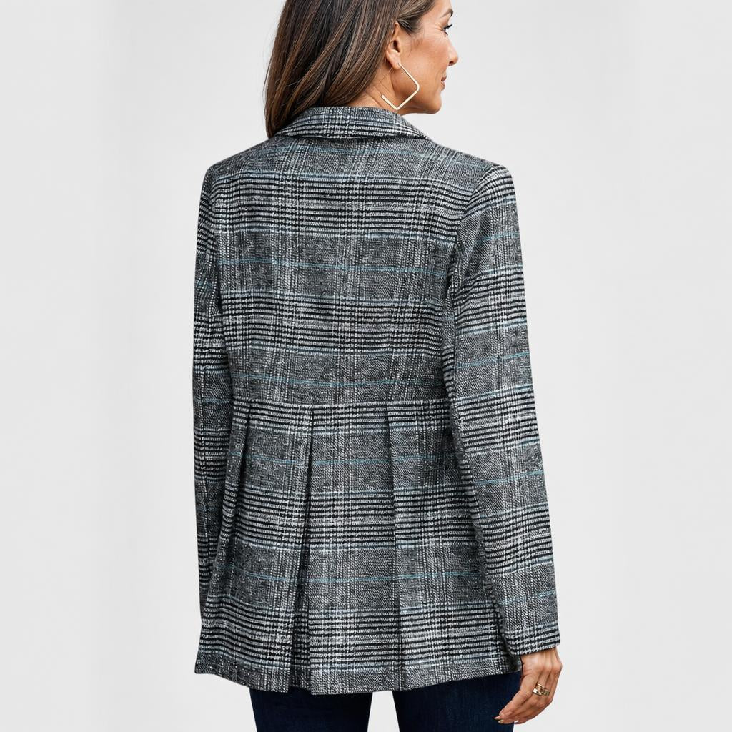 Women's Oversized Houndstooth Blazer – Structured, Single-Breasted Design - We are MFEO