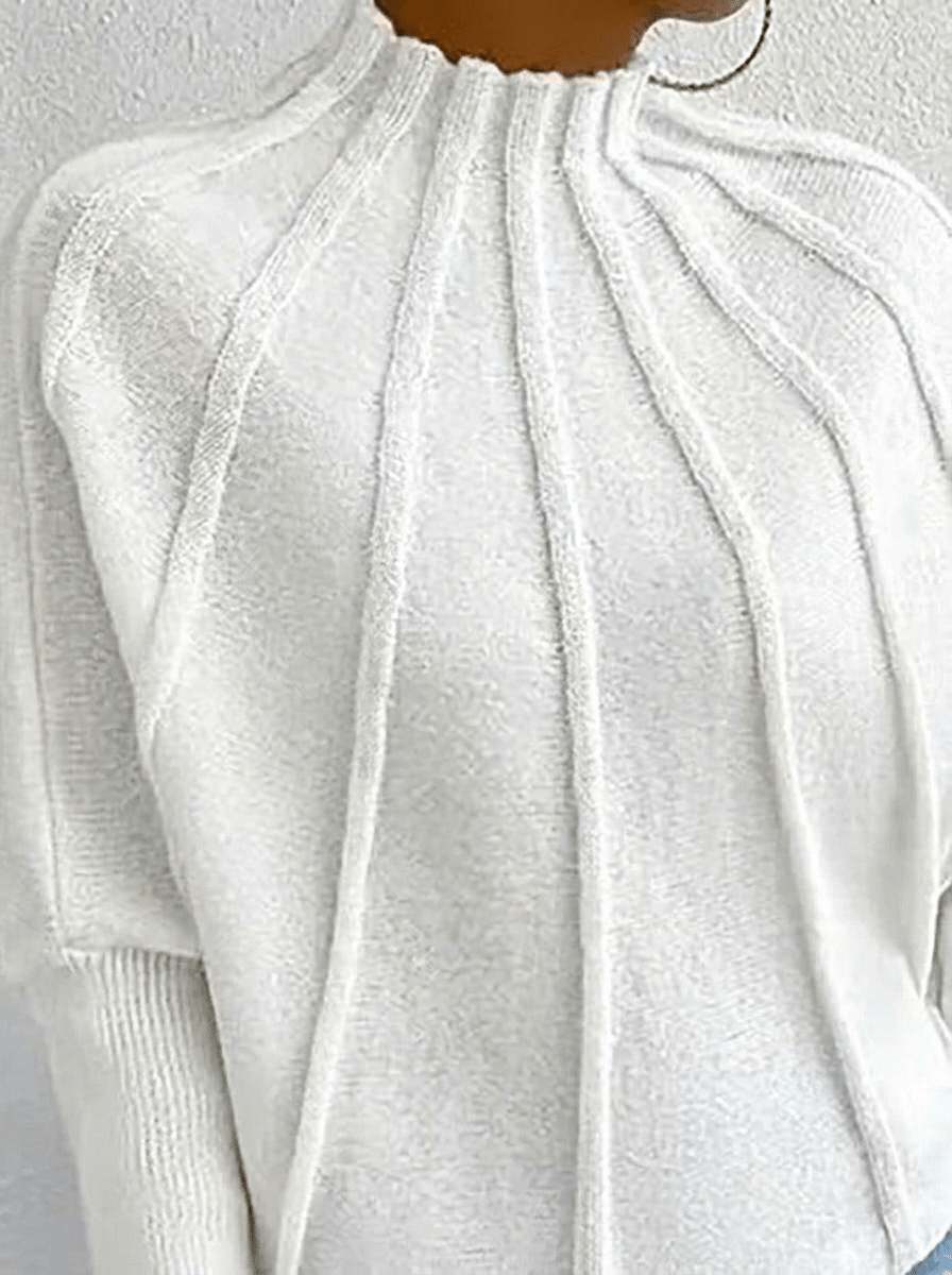 Women's Oversized Jumper with Mock Neck – Batwing Sleeves - We are MFEO