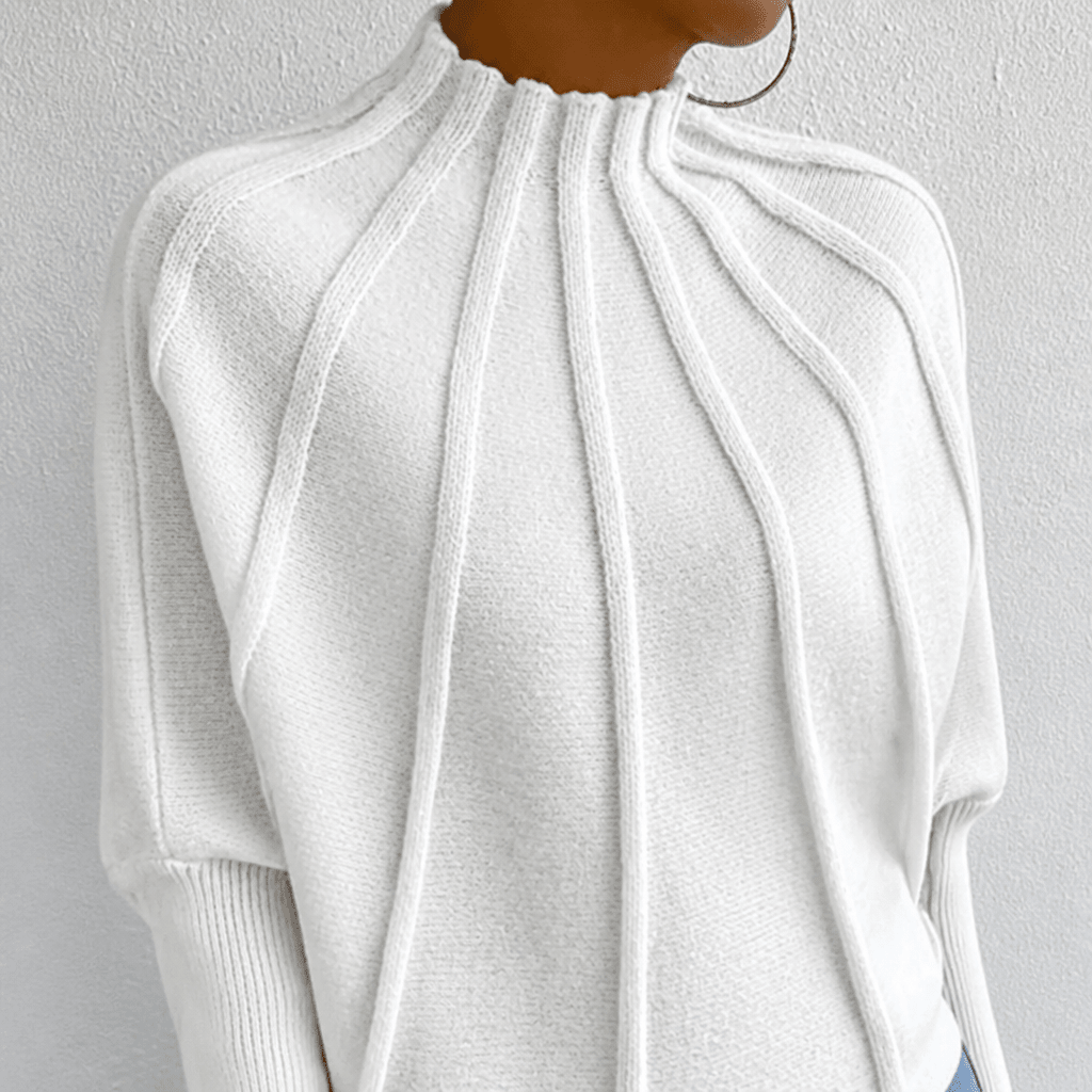 Women's Oversized Jumper with Mock Neck – Batwing Sleeves - We are MFEO