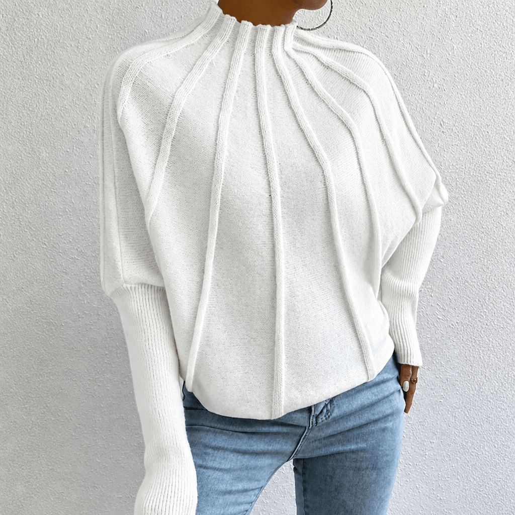Women's Oversized Jumper with Mock Neck – Batwing Sleeves - We are MFEO