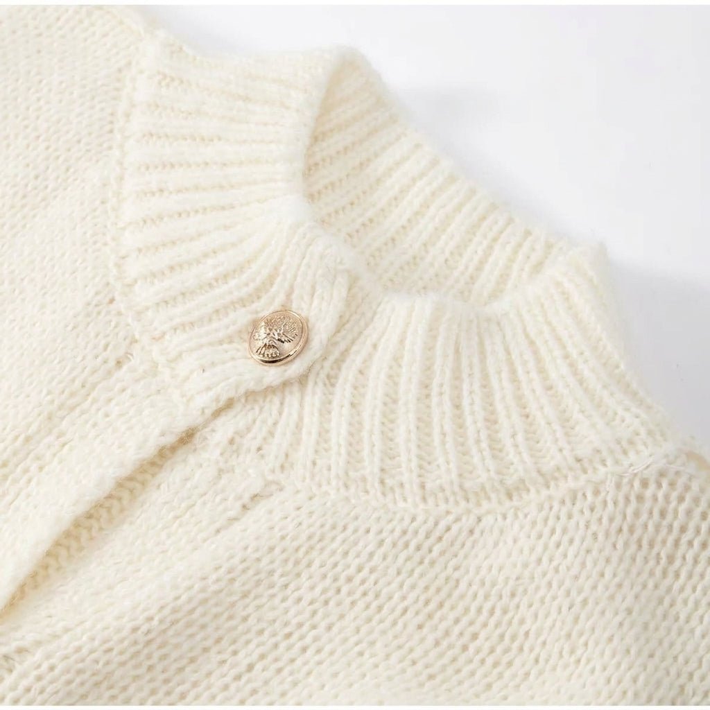 Women's Oversized Knit Cardigan – Button Front with Ribbed Neckline for Casual Wear - We are MFEO