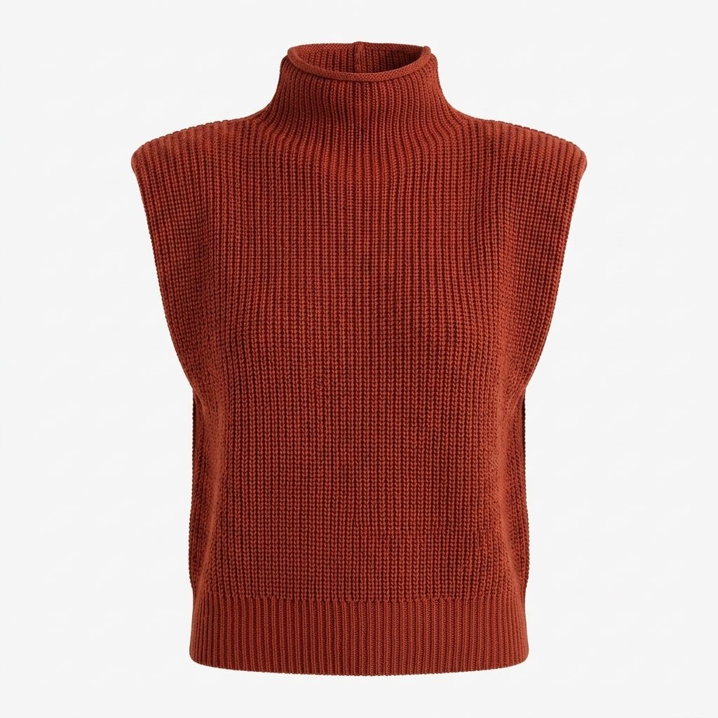 Women's Oversized Knitted Vest – High Neck - We are MFEO