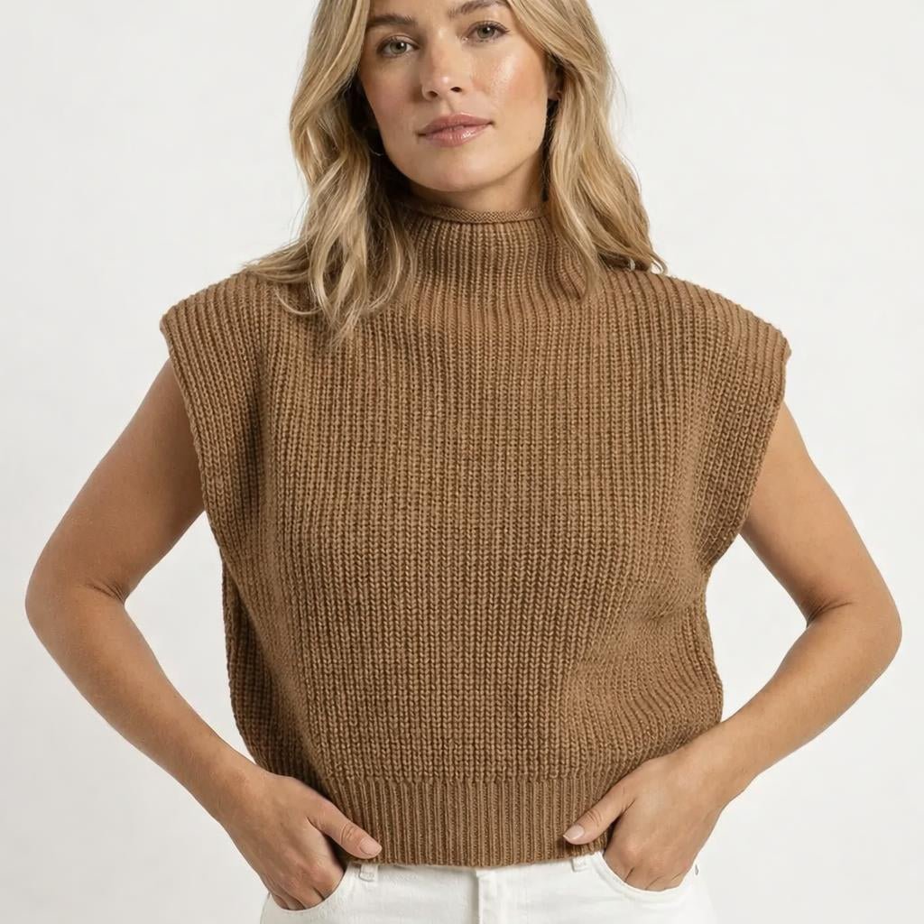 Women's Oversized Knitted Vest – High Neck - We are MFEO