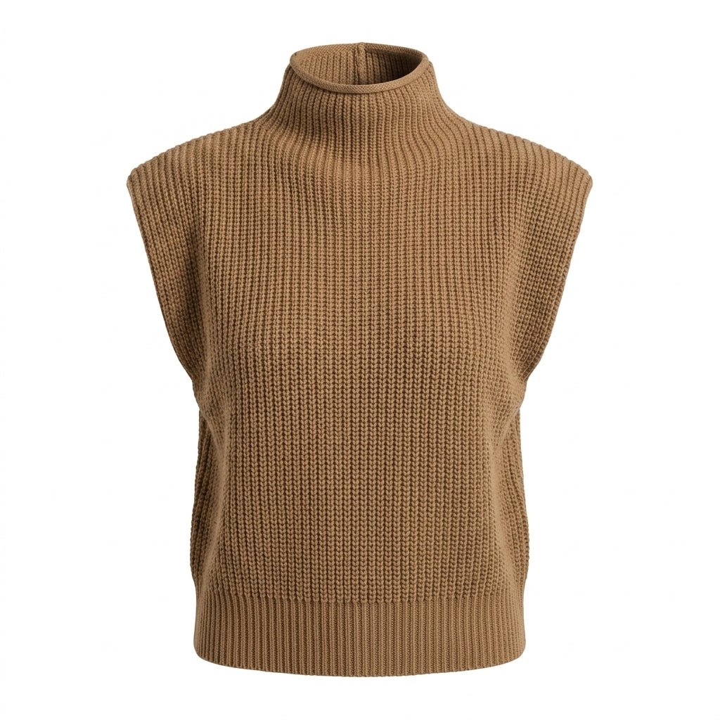 Women's Oversized Knitted Vest – High Neck - We are MFEO