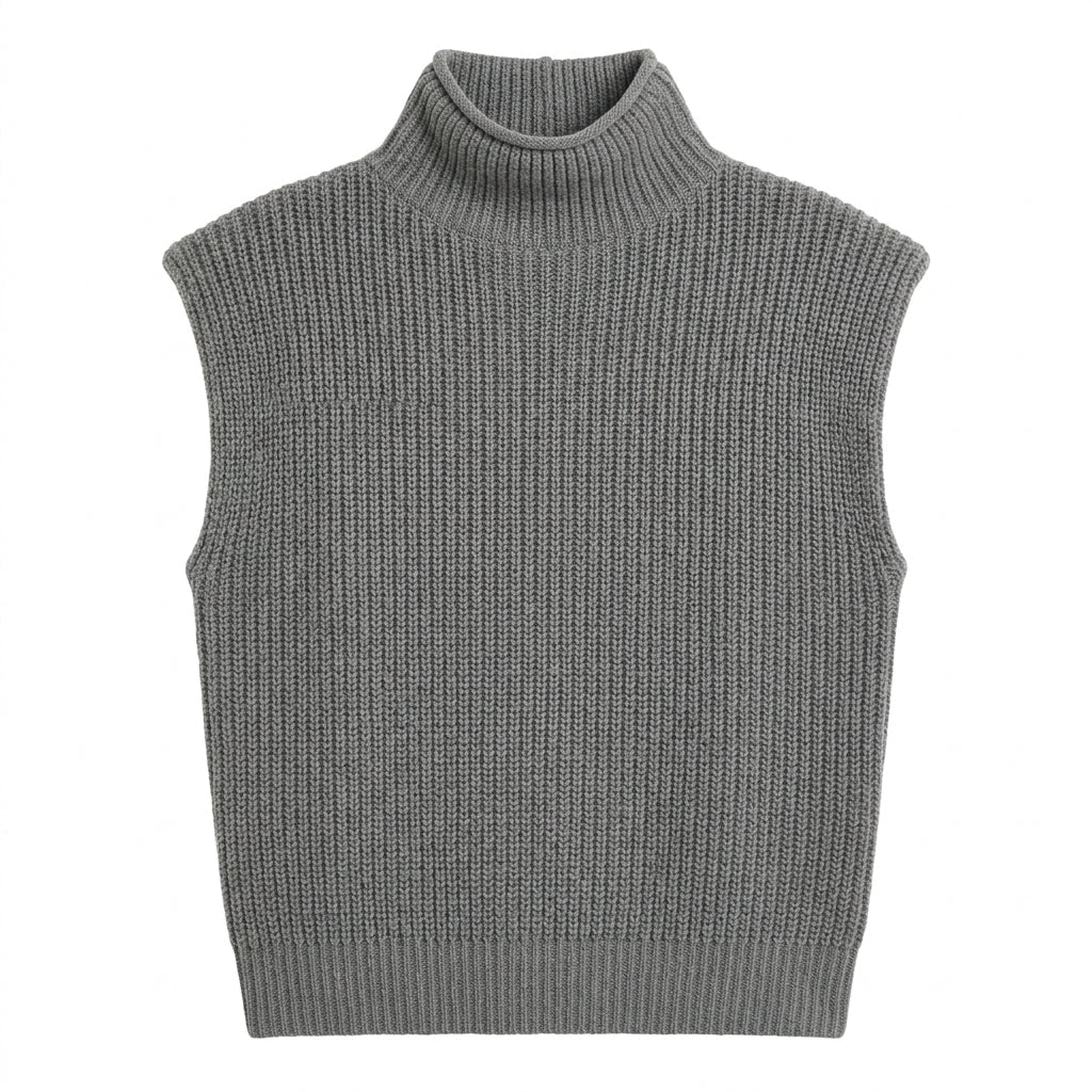Women's Oversized Knitted Vest – High Neck - We are MFEO