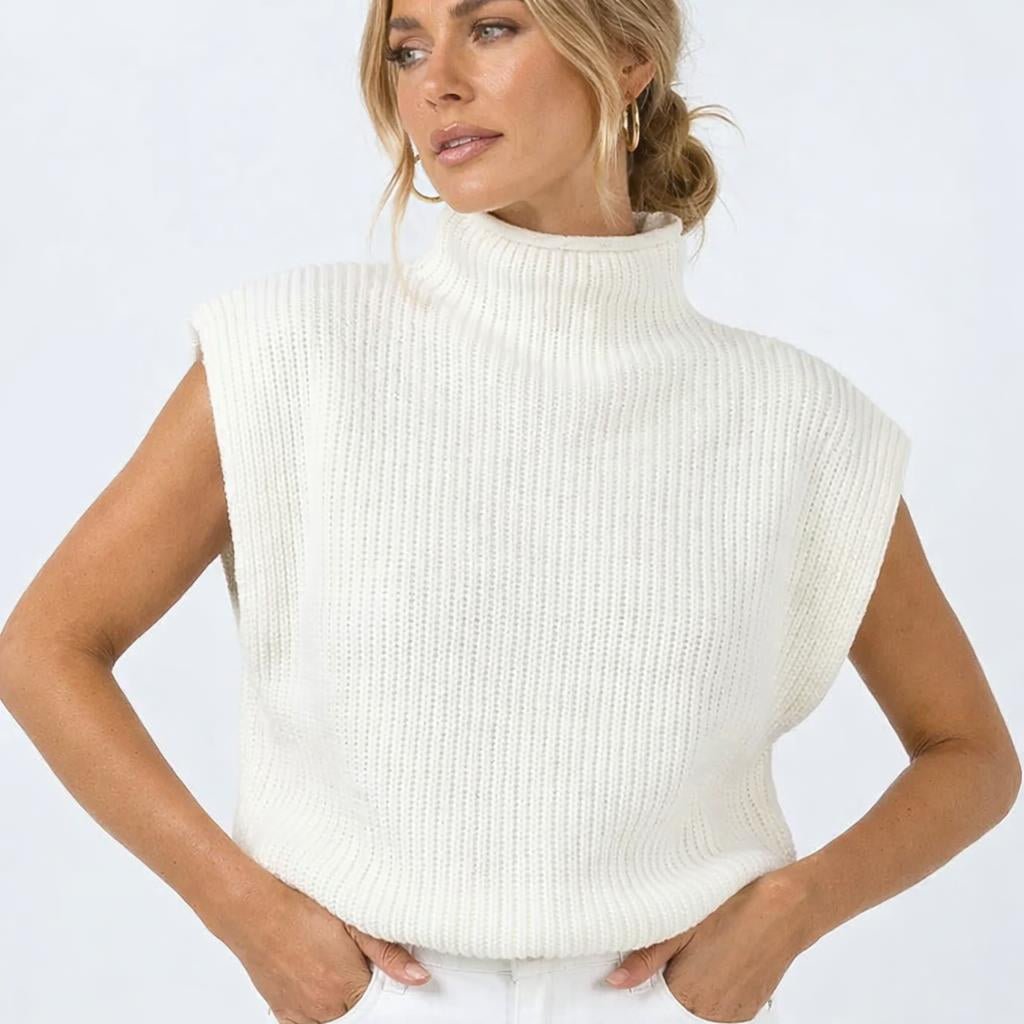 Women's Oversized Knitted Vest – High Neck - We are MFEO