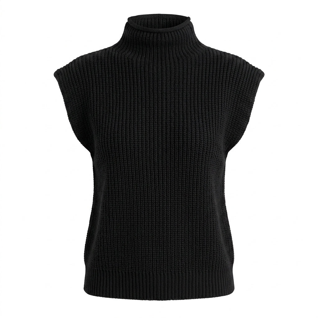Women's Oversized Knitted Vest – High Neck - We are MFEO