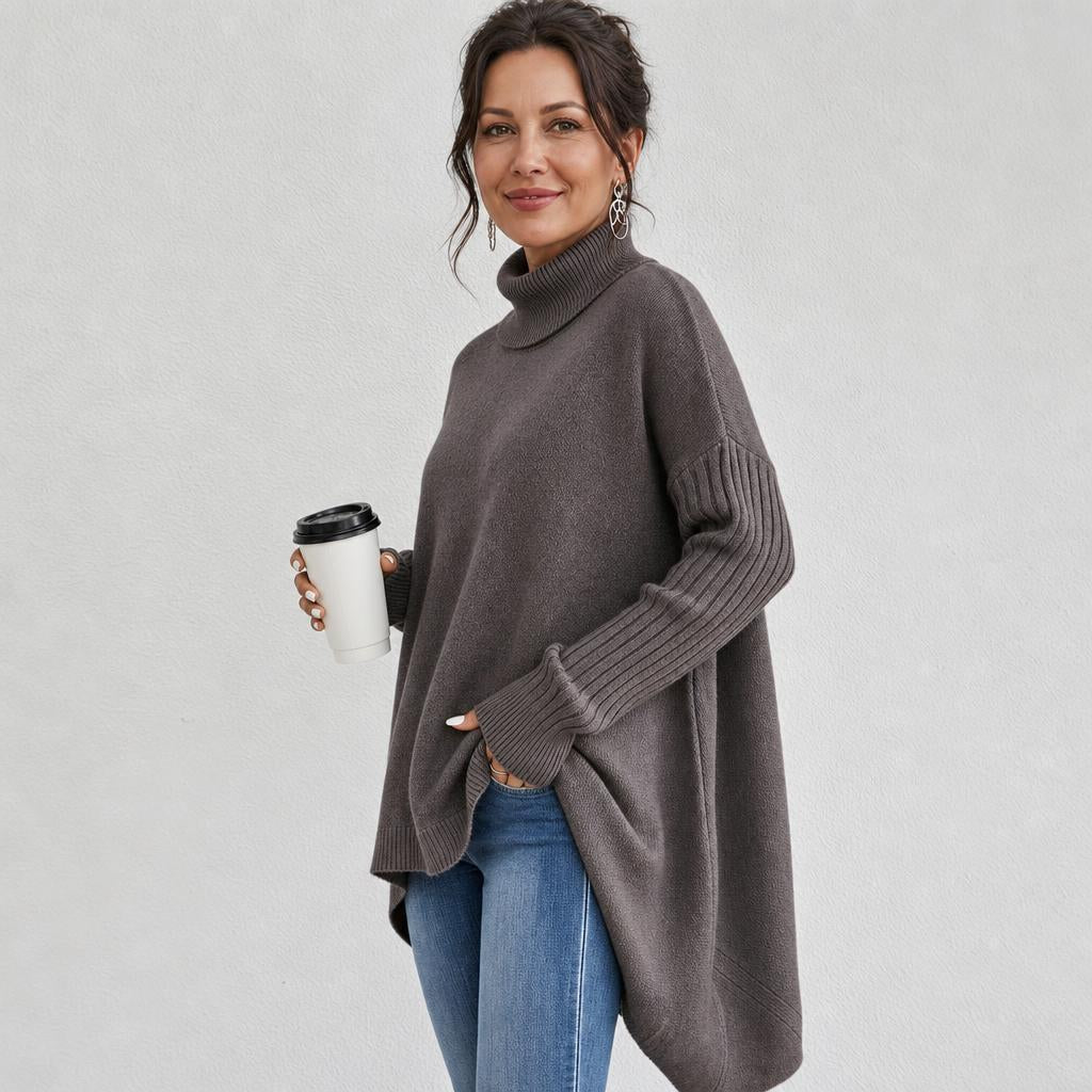 Women's Oversized Turtleneck Sweater – Comfortable Casual Wear with Pockets - We are MFEO