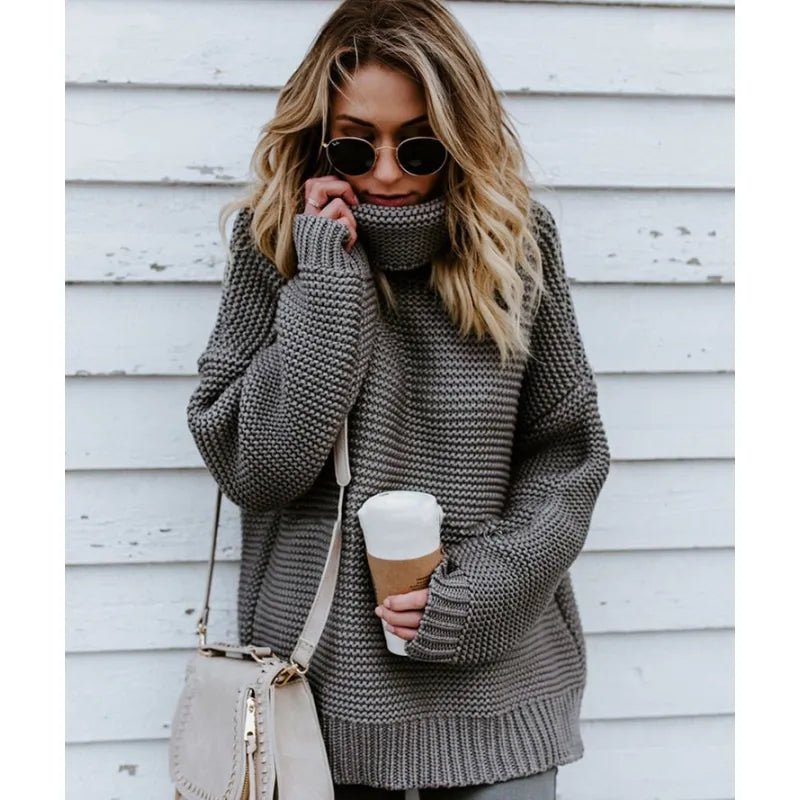 Women's Oversized Turtleneck Sweater – Relaxed Fit Knit - We are MFEO