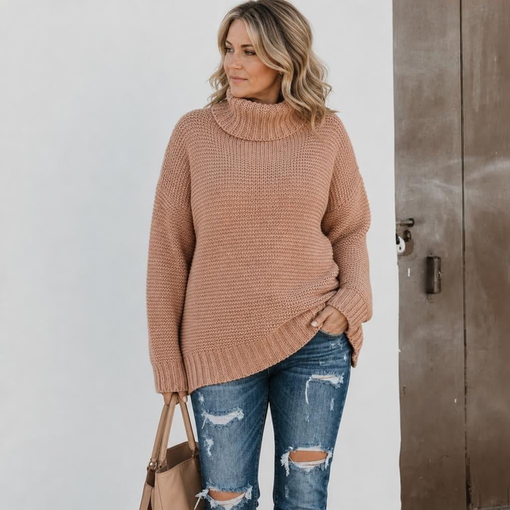Women's Oversized Turtleneck Sweater – Relaxed Fit Knit - We are MFEO