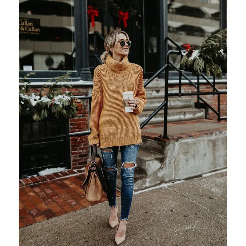Women's Oversized Turtleneck Sweater – Relaxed Fit Knit - We are MFEO