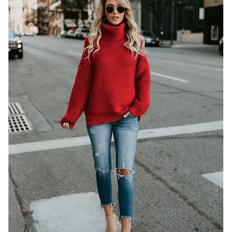 Women's Oversized Turtleneck Sweater – Relaxed Fit Knit - We are MFEO