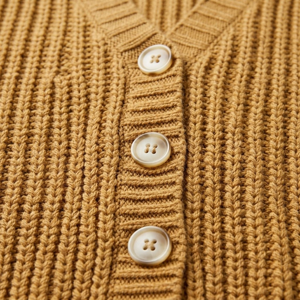 Women's Oversized V-Neck Cardigan – Chunky Knit with Balloon Sleeves - We are MFEO
