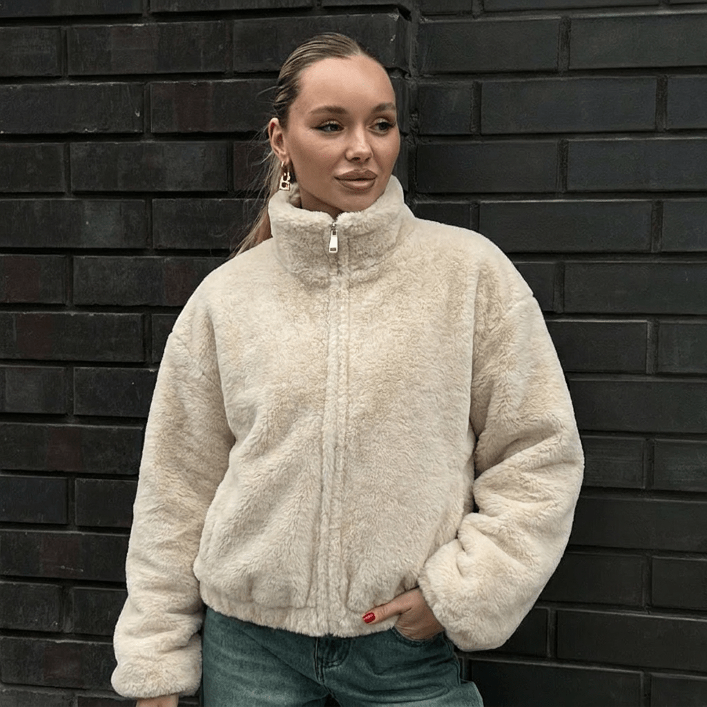 Women's Puffer Jacket for Winter – Oversized Fit with High Collar and Full Zip Closure - We are MFEO