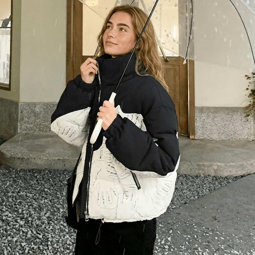 Women's Puffer Jacket for Winter – Quilted Insulated Design with Stand Collar - We are MFEO