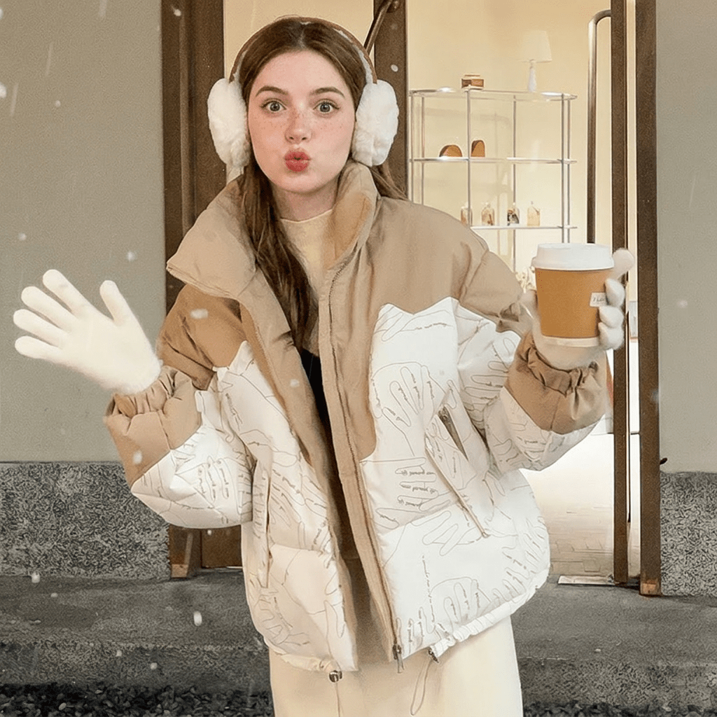 Women's Puffer Jacket for Winter – Quilted Insulated Design with Stand Collar - We are MFEO