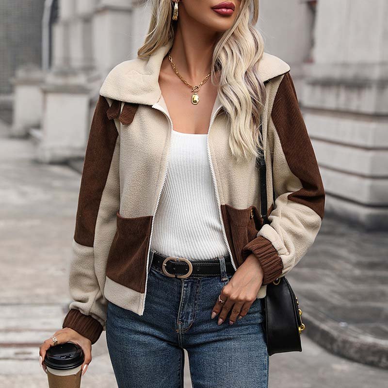 Women's Puffer Jacket for Winter – Zip-Up with Two-Tone Panels and Front Pockets - We are MFEO