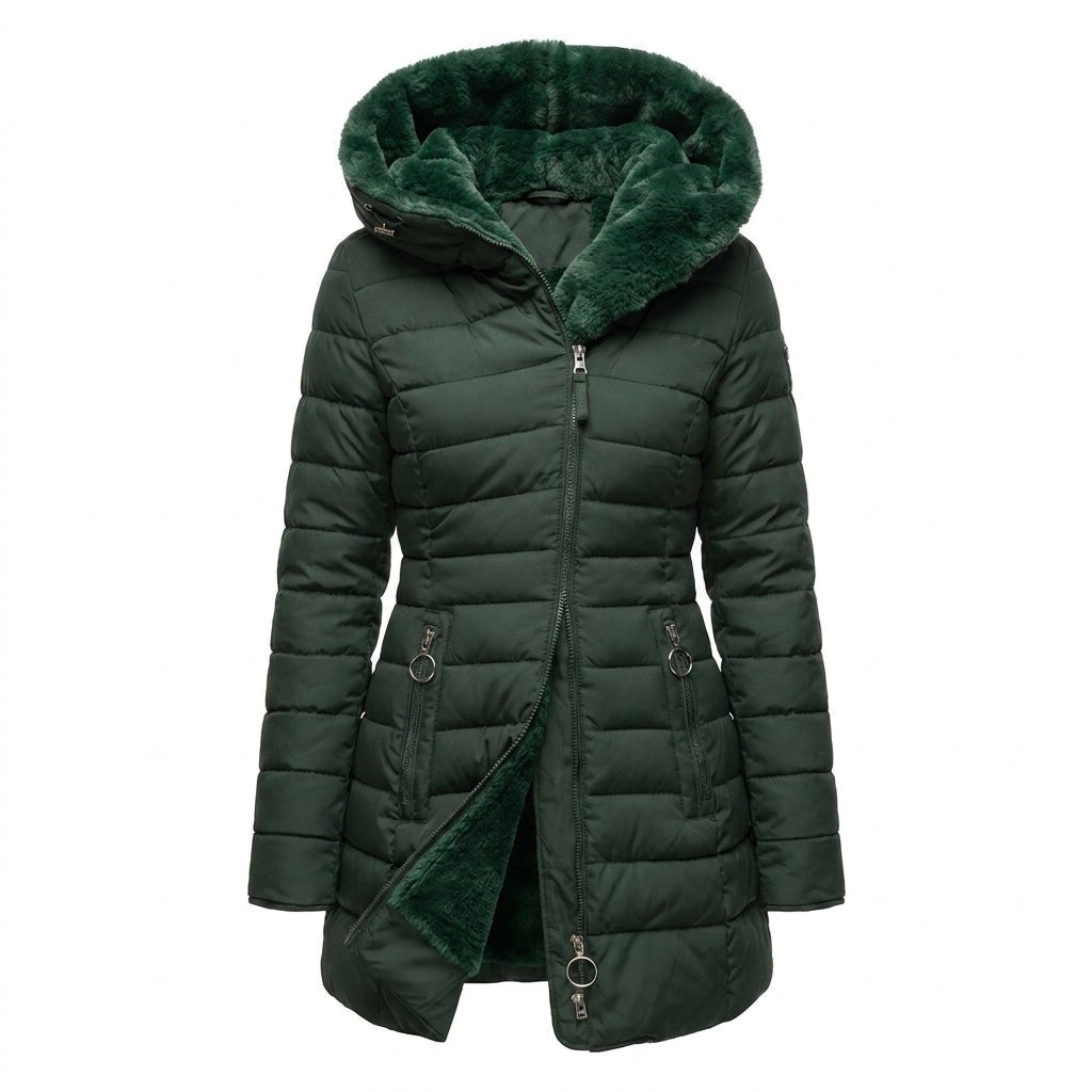 Women's Puffer Jacket – Long Hooded Quilted Winter Coat - We are MFEO