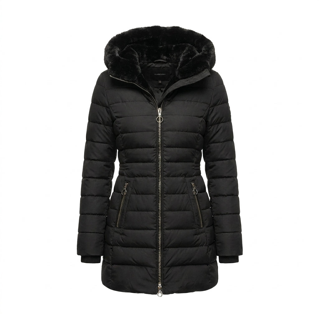 Women's Puffer Jacket – Long Hooded Quilted Winter Coat - We are MFEO