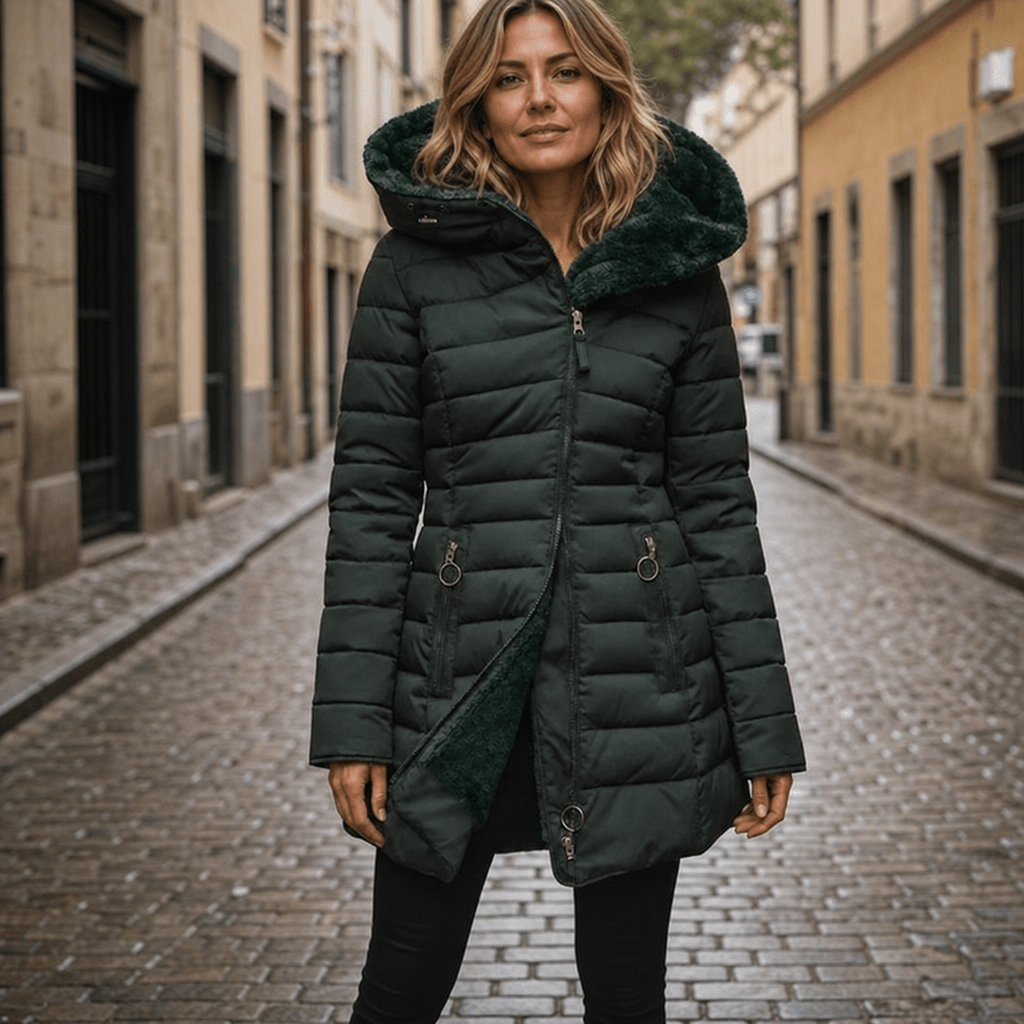 Women's Puffer Jacket – Long Hooded Quilted Winter Coat - We are MFEO