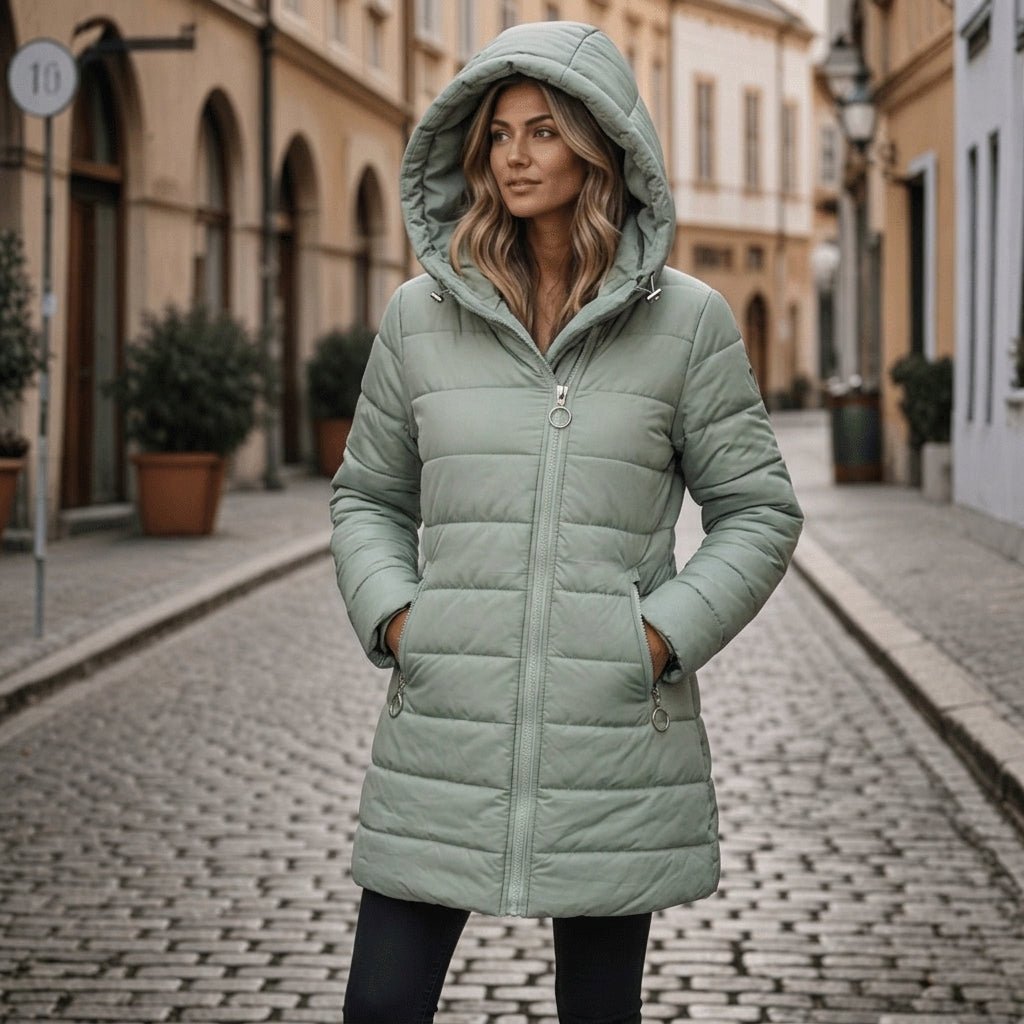 Women's Puffer Jacket – Long Hooded Quilted Winter Coat - We are MFEO