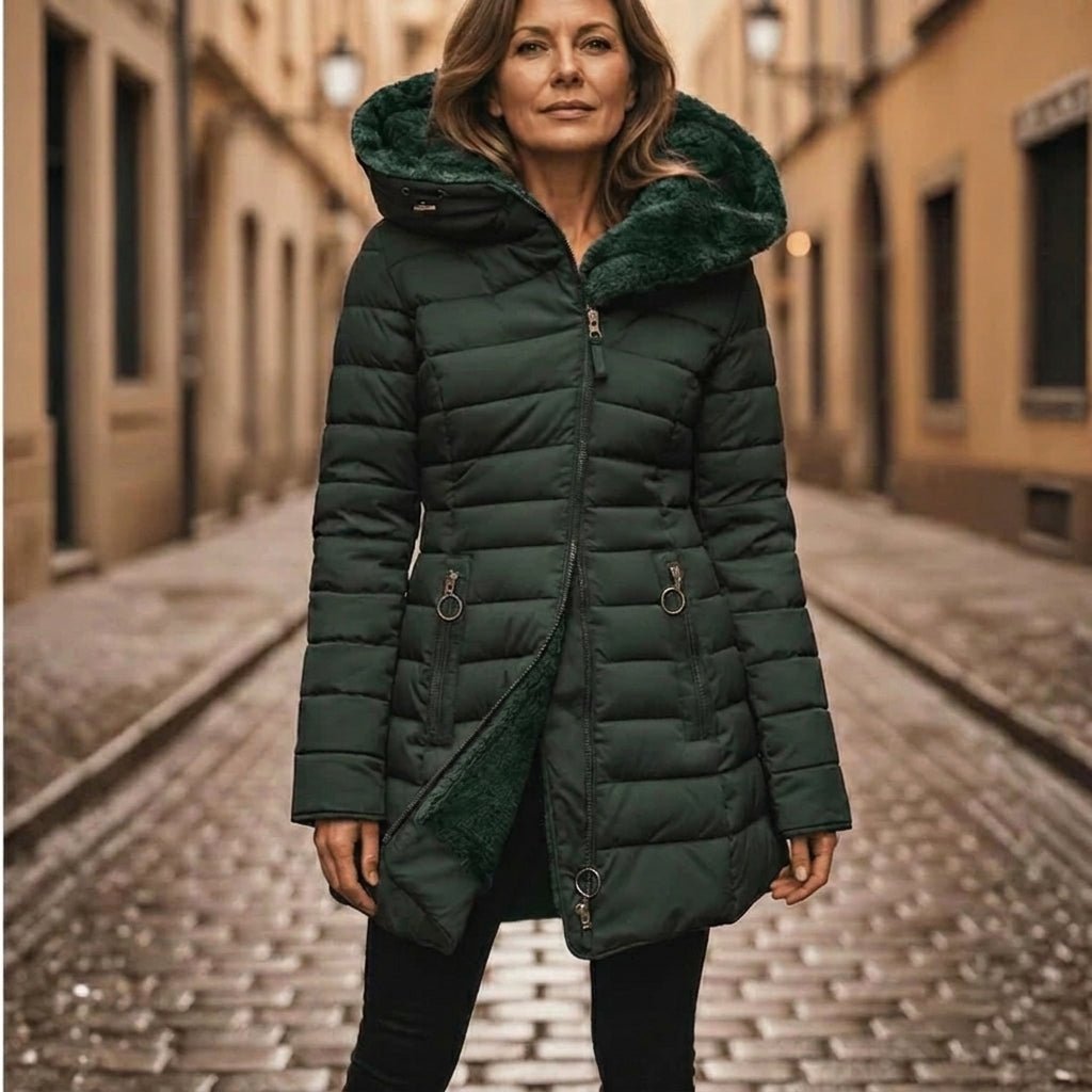 Women's Puffer Jacket – Long Hooded Quilted Winter Coat - We are MFEO