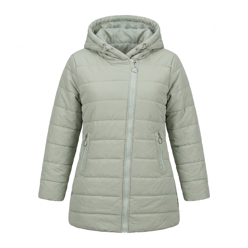 Women's Puffer Jacket – Long Hooded Quilted Winter Coat - We are MFEO