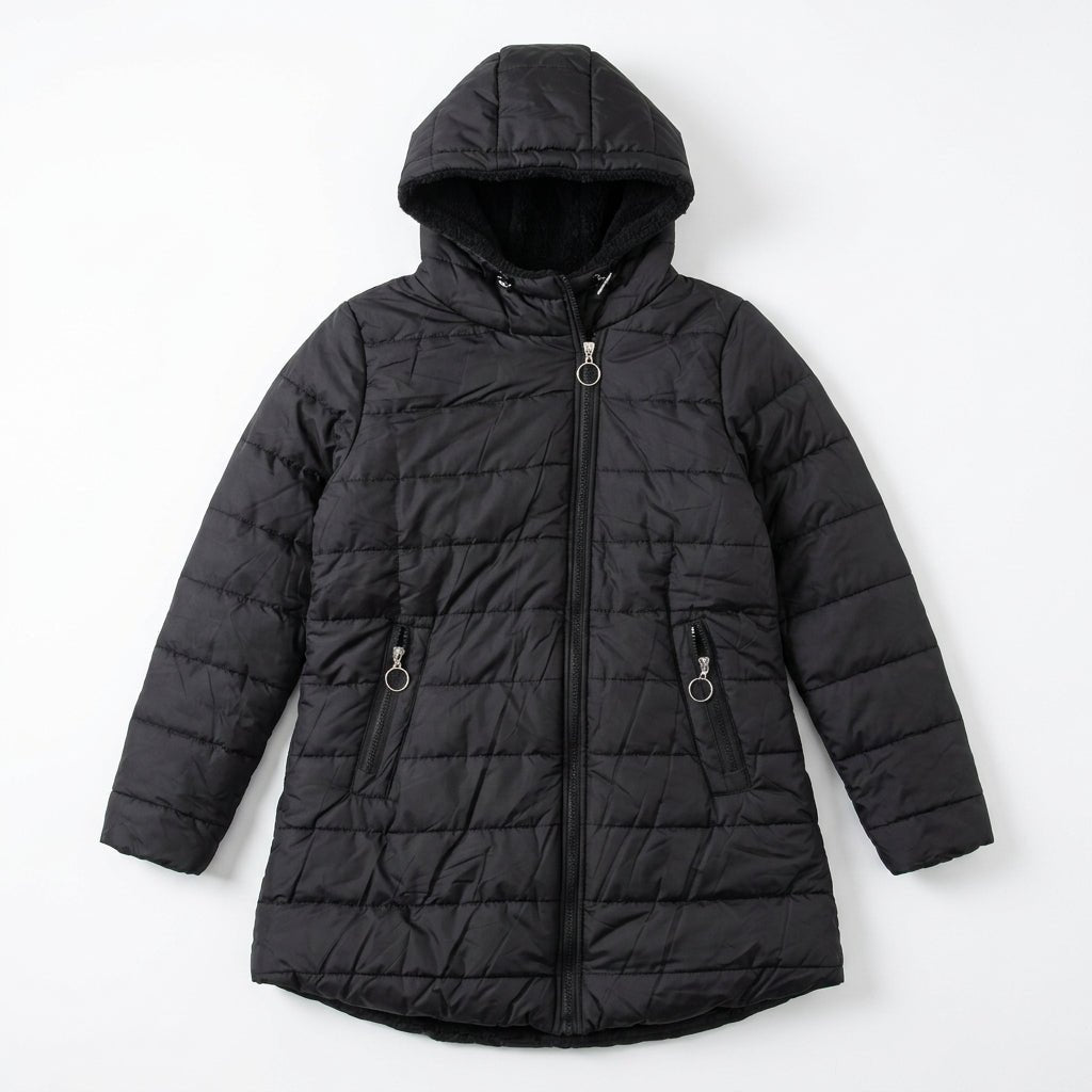 Women's Puffer Jacket – Long Hooded Quilted Winter Coat - We are MFEO