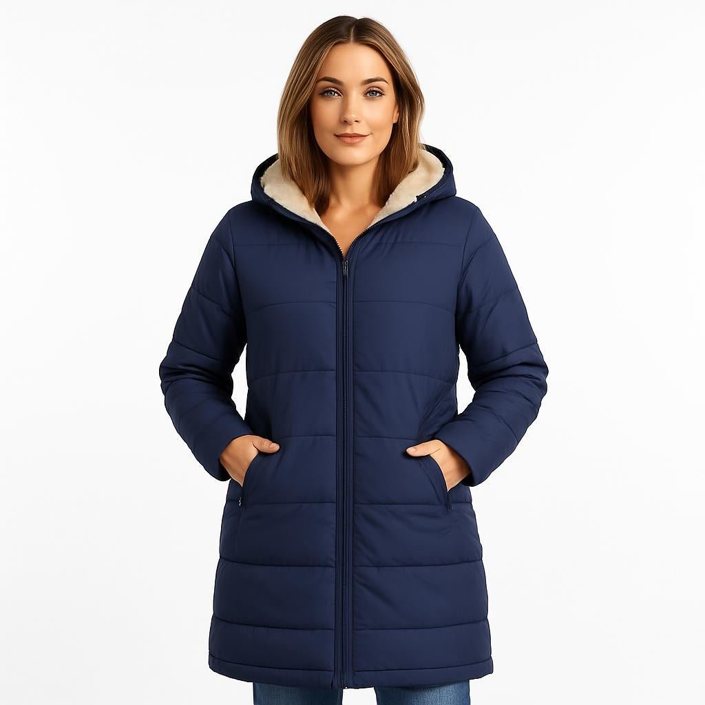 Women's Puffer Jacket – Long Quilted Coat with Hood - We are MFEO
