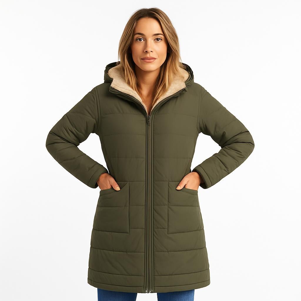 Women's Puffer Jacket – Long Quilted Coat with Hood - We are MFEO