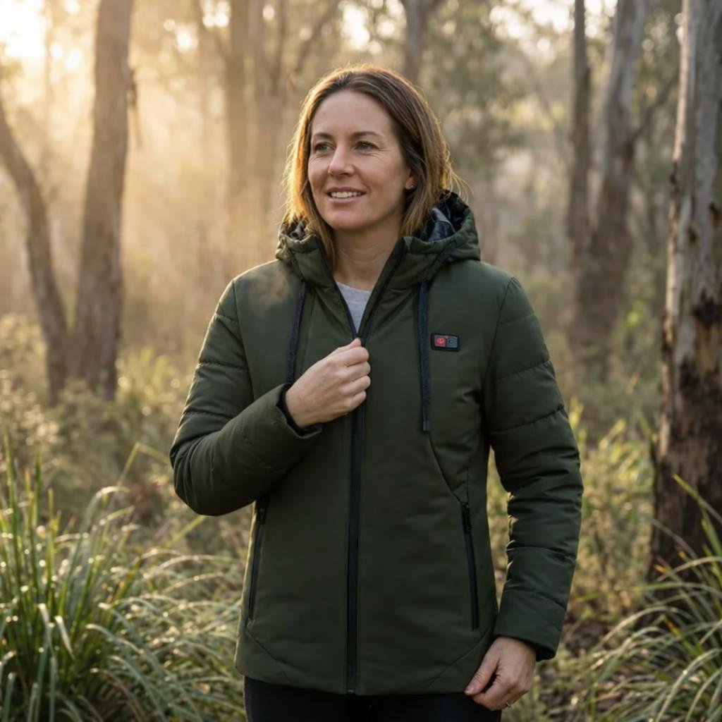 Women's Puffer Jacket with 11 Heating Zones – Quilted Longline Design for Winter Outdoors - We are MFEO