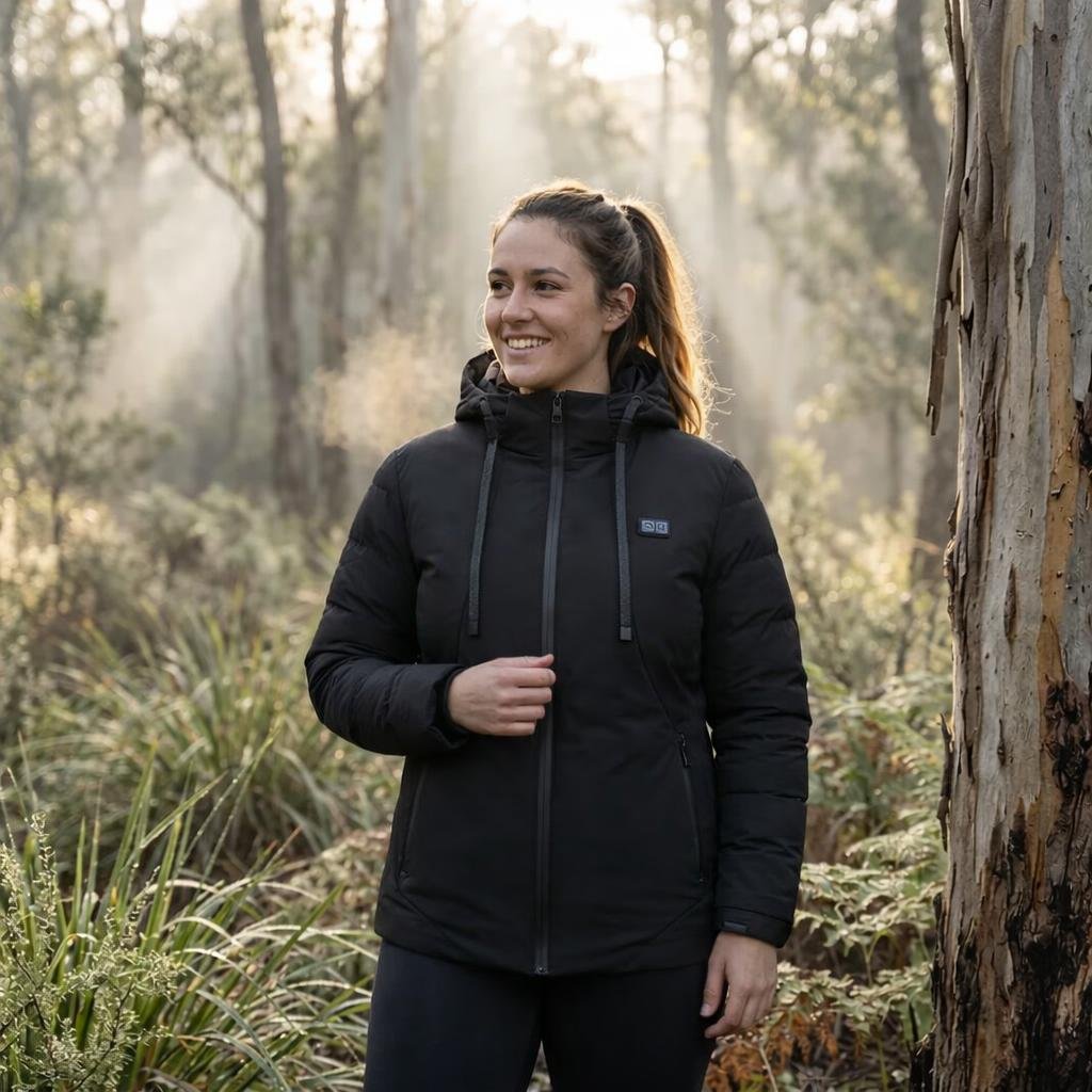 Women's Puffer Jacket with 11 Heating Zones – Quilted Longline Design for Winter Outdoors - We are MFEO