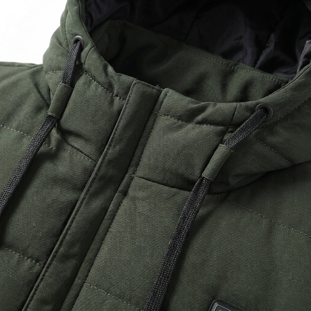 Women's Puffer Jacket with 11 Heating Zones – Quilted Longline Design for Winter Outdoors - We are MFEO