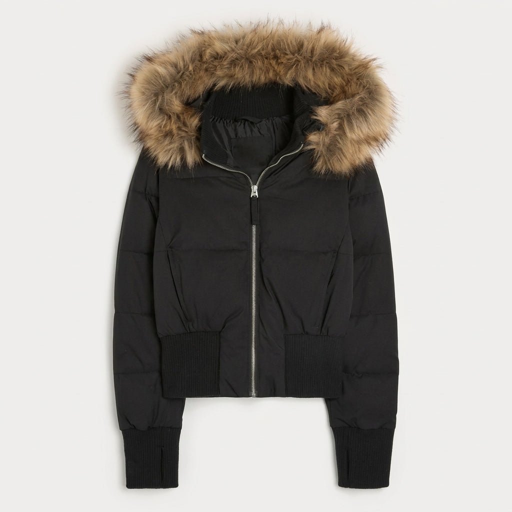 Women's Puffer Jacket with Hood – Quilted Bomber Style - We are MFEO