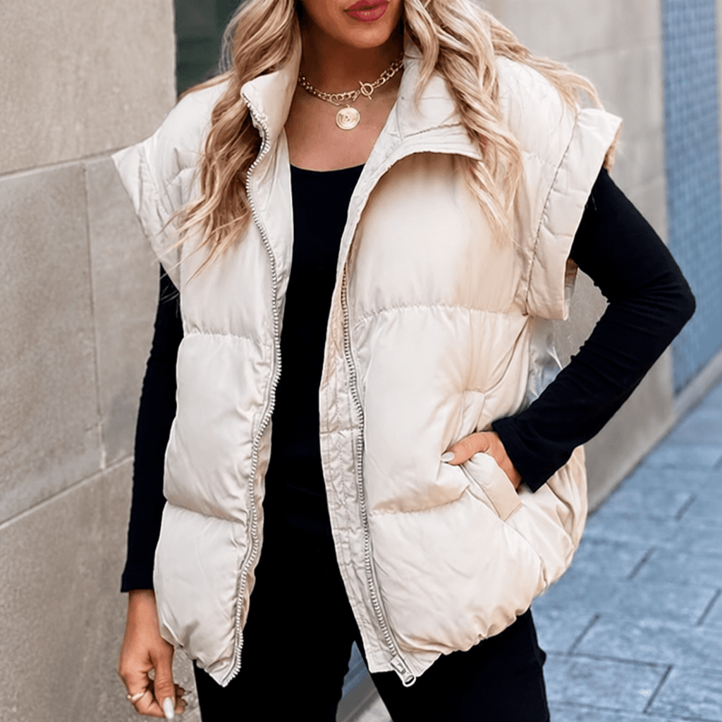 Women's Puffer Vest – Lightweight Quilted Layer with Stand Collar and Zip Front - We are MFEO