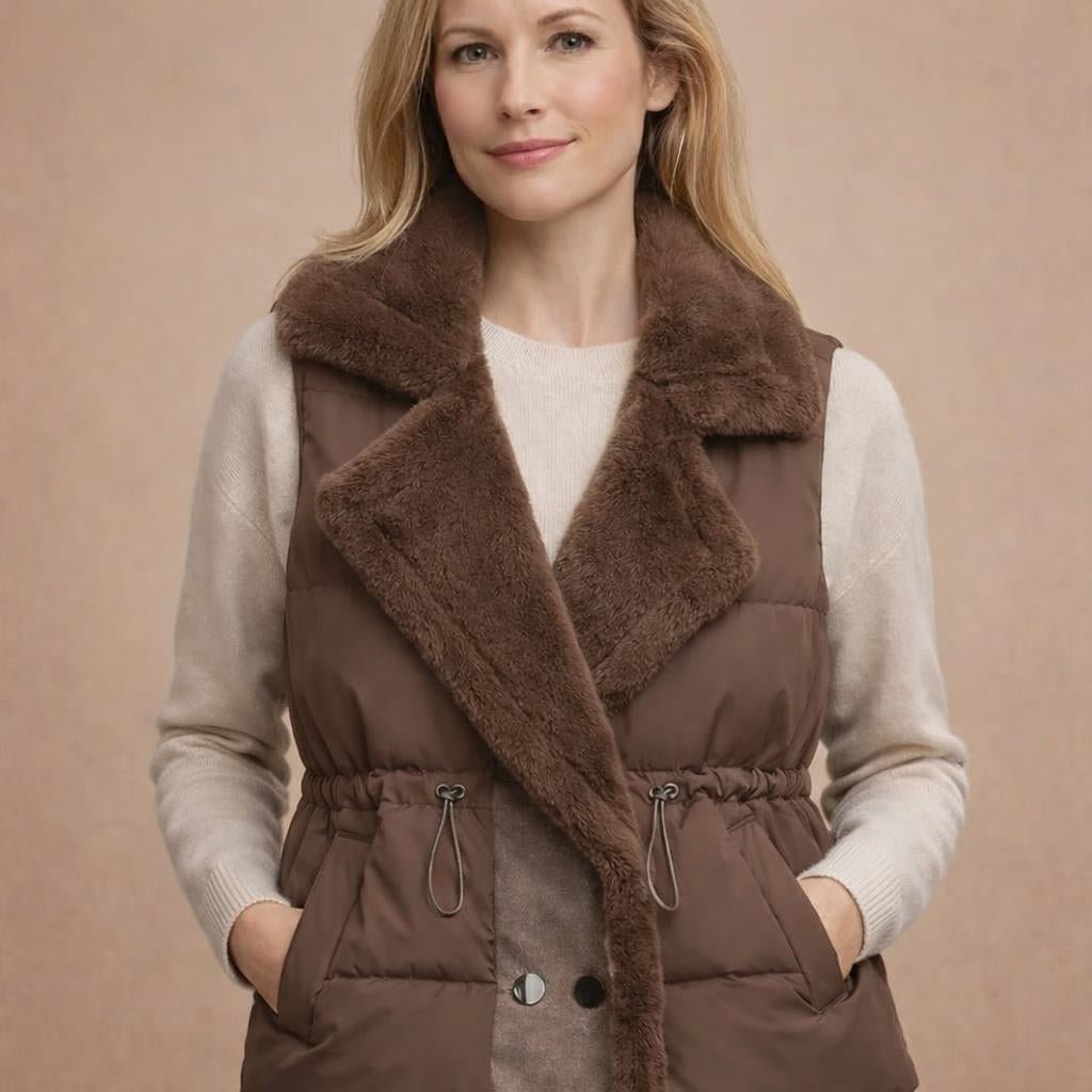 Women's Puffer Vest with Fluffy Collar - We are MFEO