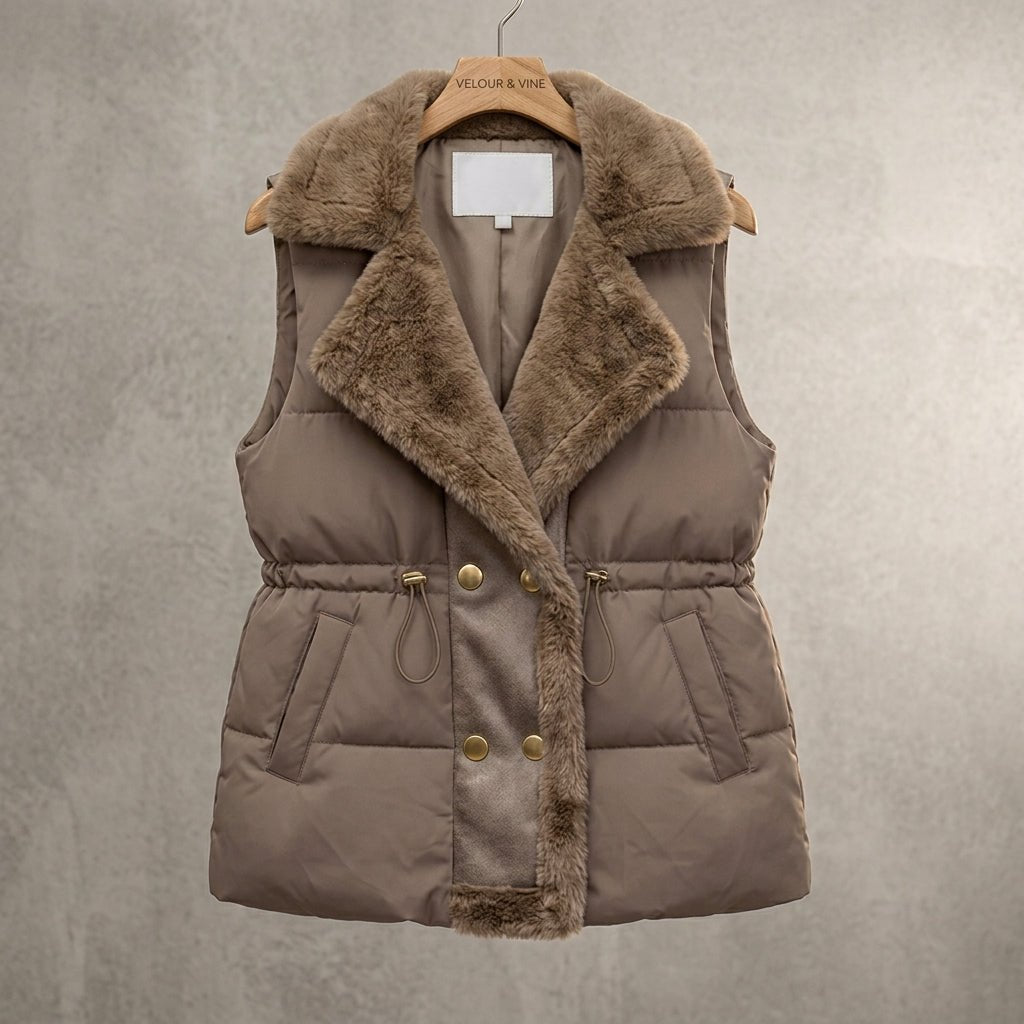Women's Puffer Vest with Fluffy Collar - We are MFEO
