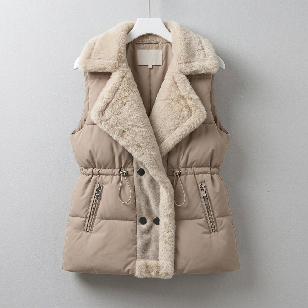 Women's Puffer Vest with Fluffy Collar - We are MFEO