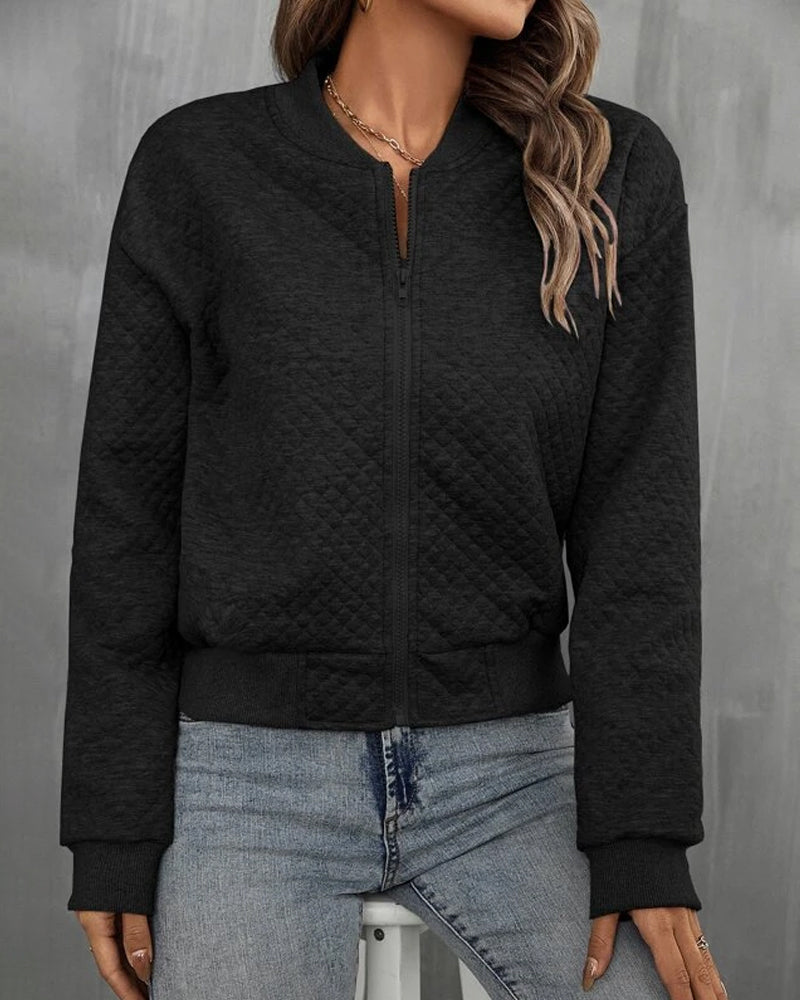 Women's Quilted Bomber Jacket – Zip-Up Style with Ribbed Trims - We are MFEO