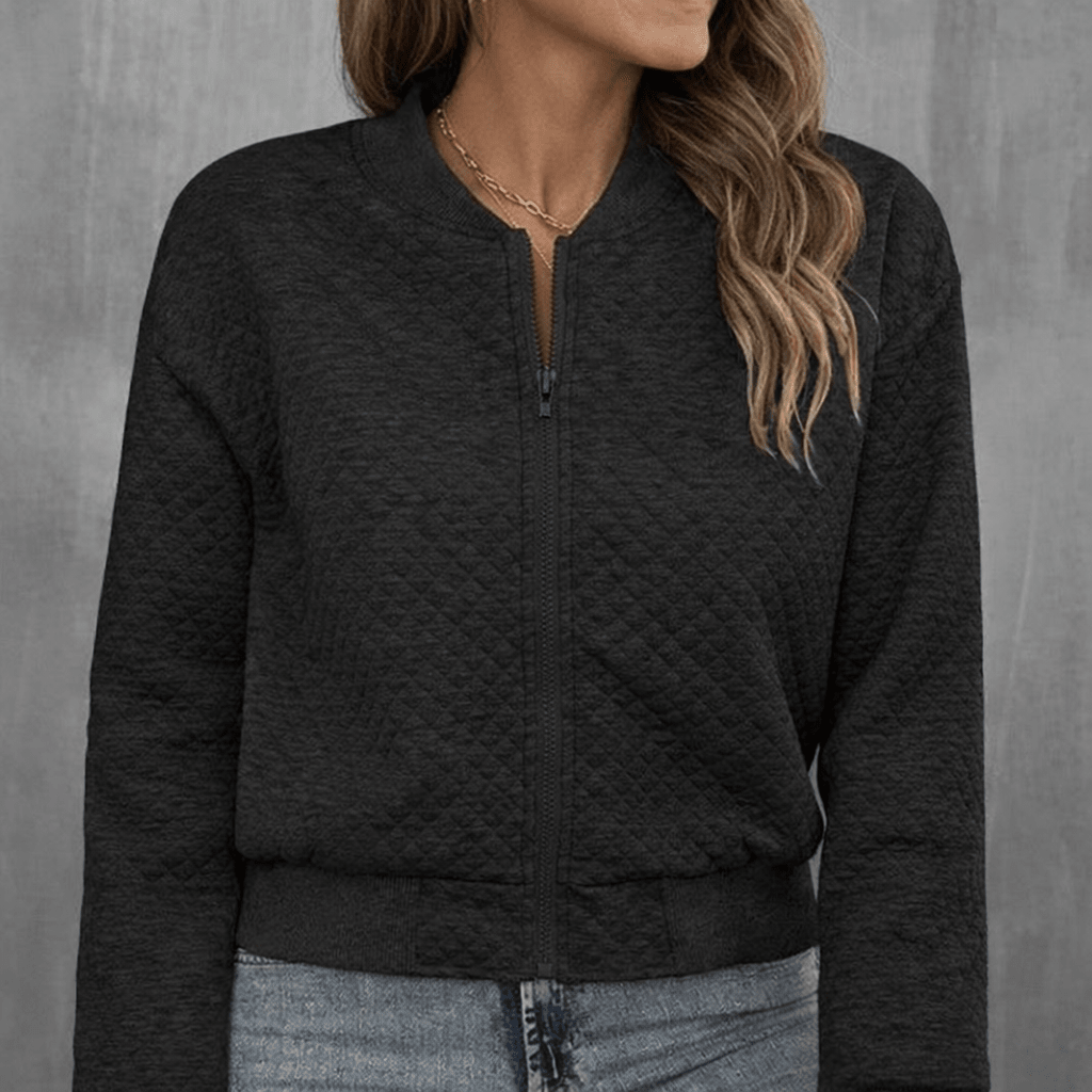 Women's Quilted Bomber Jacket – Zip-Up Style with Ribbed Trims - We are MFEO