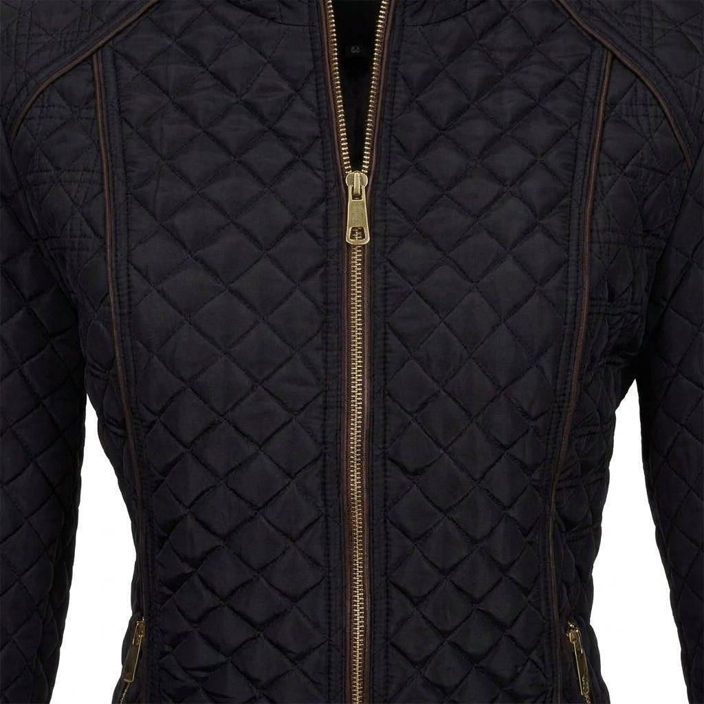 Women's Quilted Jacket for Winter – Zip Up with Stand Collar and Side Pockets - We are MFEO