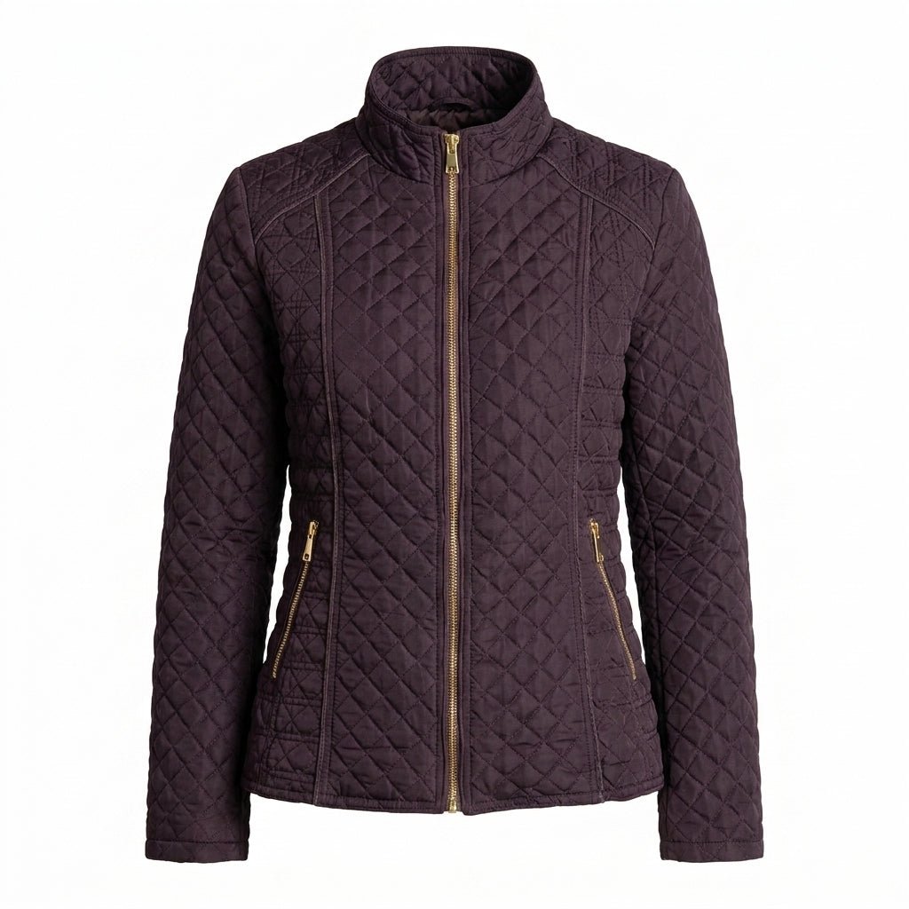 Women's Quilted Jacket for Winter – Zip Up with Stand Collar and Side Pockets - We are MFEO