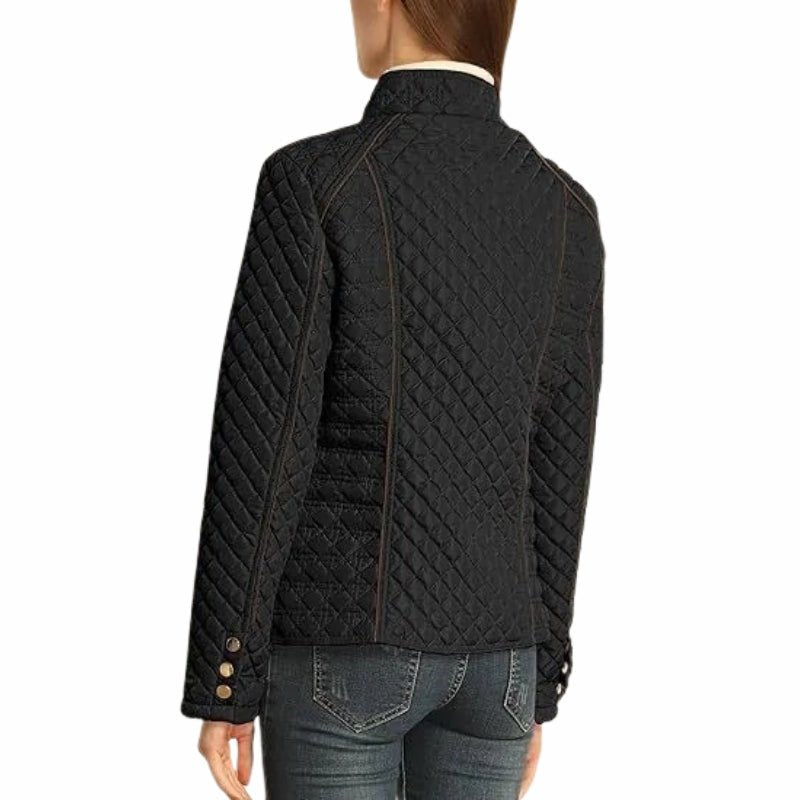 Women's Quilted Jacket for Winter – Zip Up with Stand Collar and Side Pockets - We are MFEO